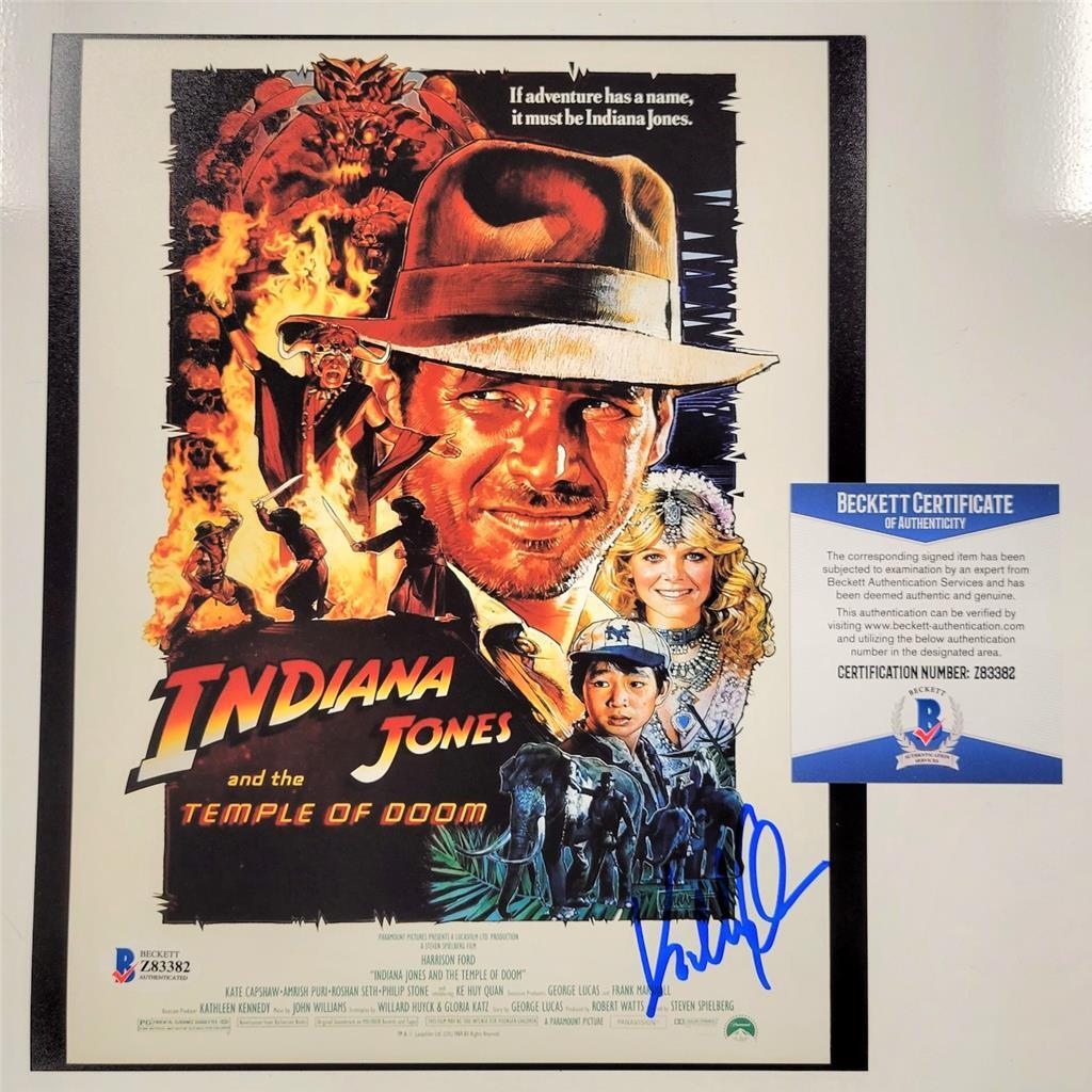 Jonathan Ke Quan signed Indiana Jones 8×10 movie poster photo~ Beckett BAS COA