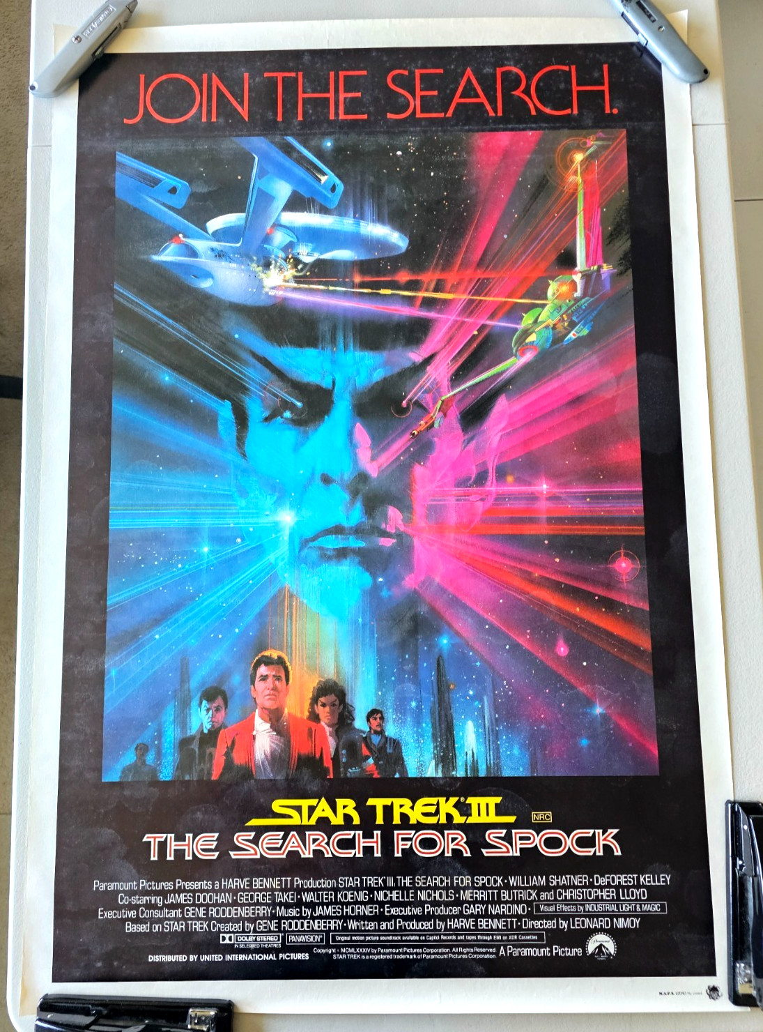 STAR TREK III SEARCH FOR SPOCK ORIGINAL ROLLED 27X41 MOVIE POSTER AUSTRALIA 1984