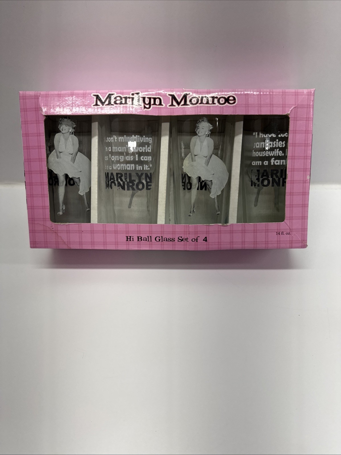 Marilyn Monroe Hi Ball 14 OZ Glasses ( Set of 4 ) Bernard Of Hollywood 2008 NIB