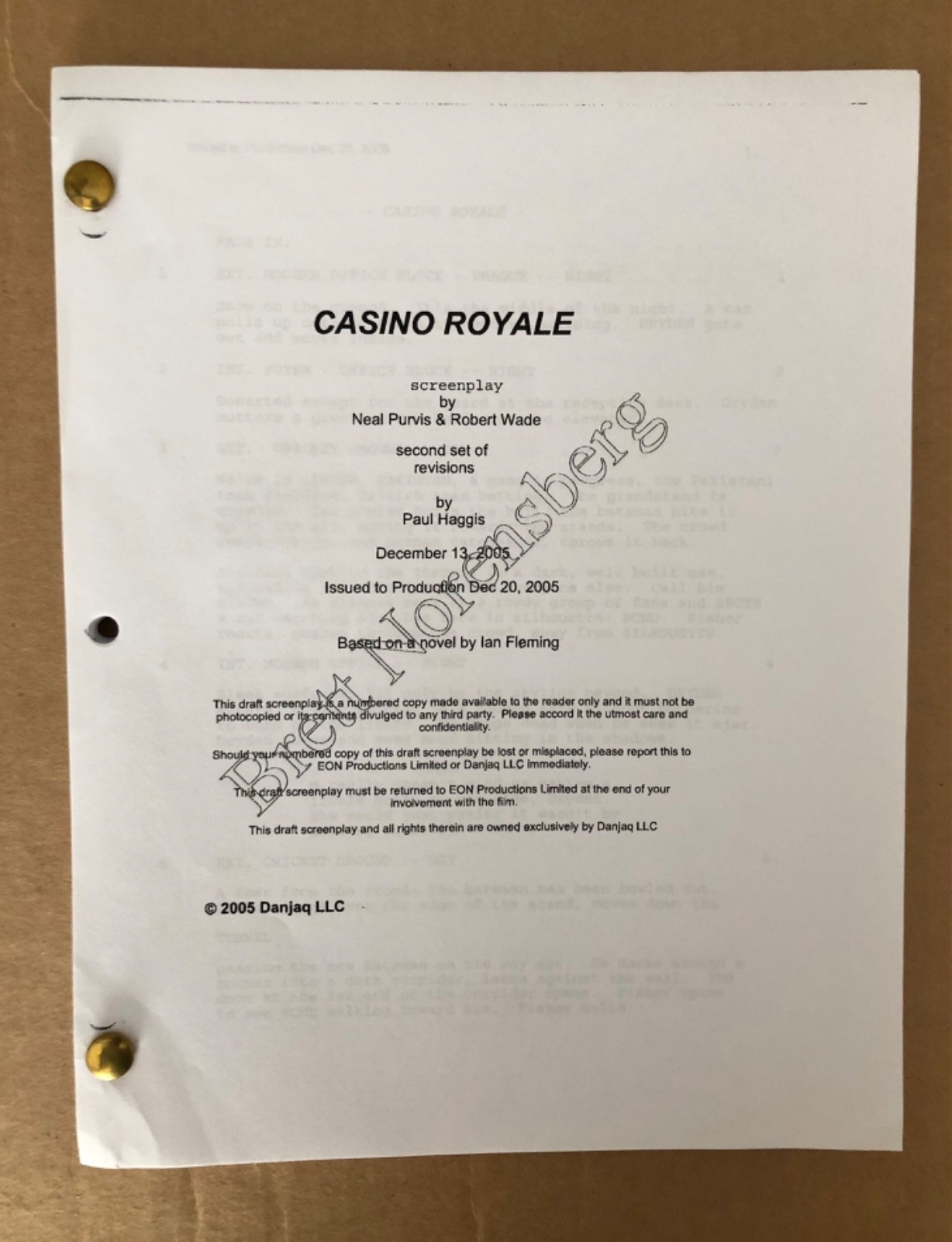 Casino Royale 2006 Bond Screenplay by Neal Purvis, Robert Wade, Paul Haggis