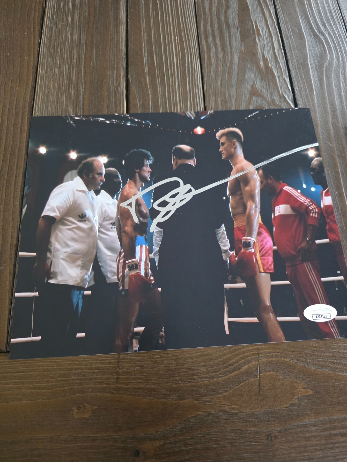 DOLPH LUNDGREN SIGNED ‘ROCKY IV’ IVAN DRAGO 8×10 MOVIE PHOTO jsa COA