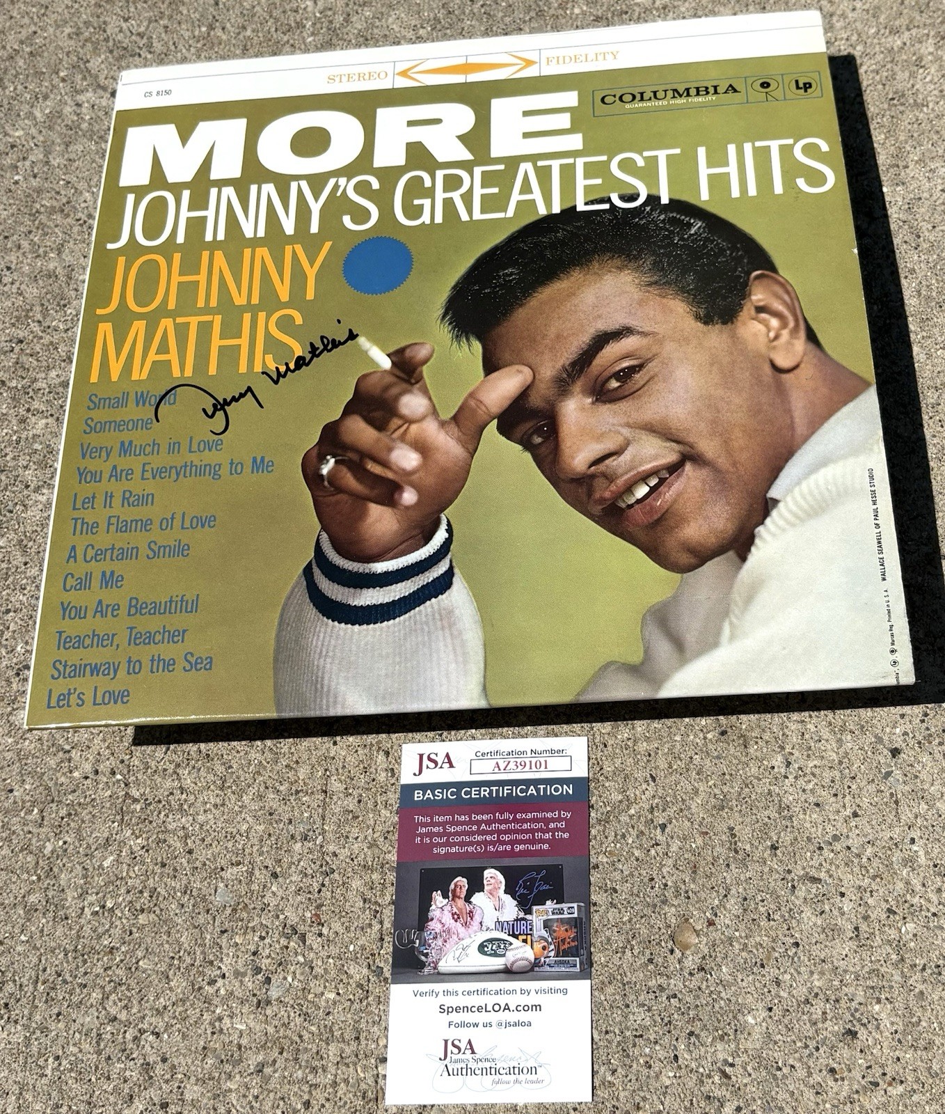 JOHNNY MATHIS SIGNED Vinyl JSA COA More Greatest Hits