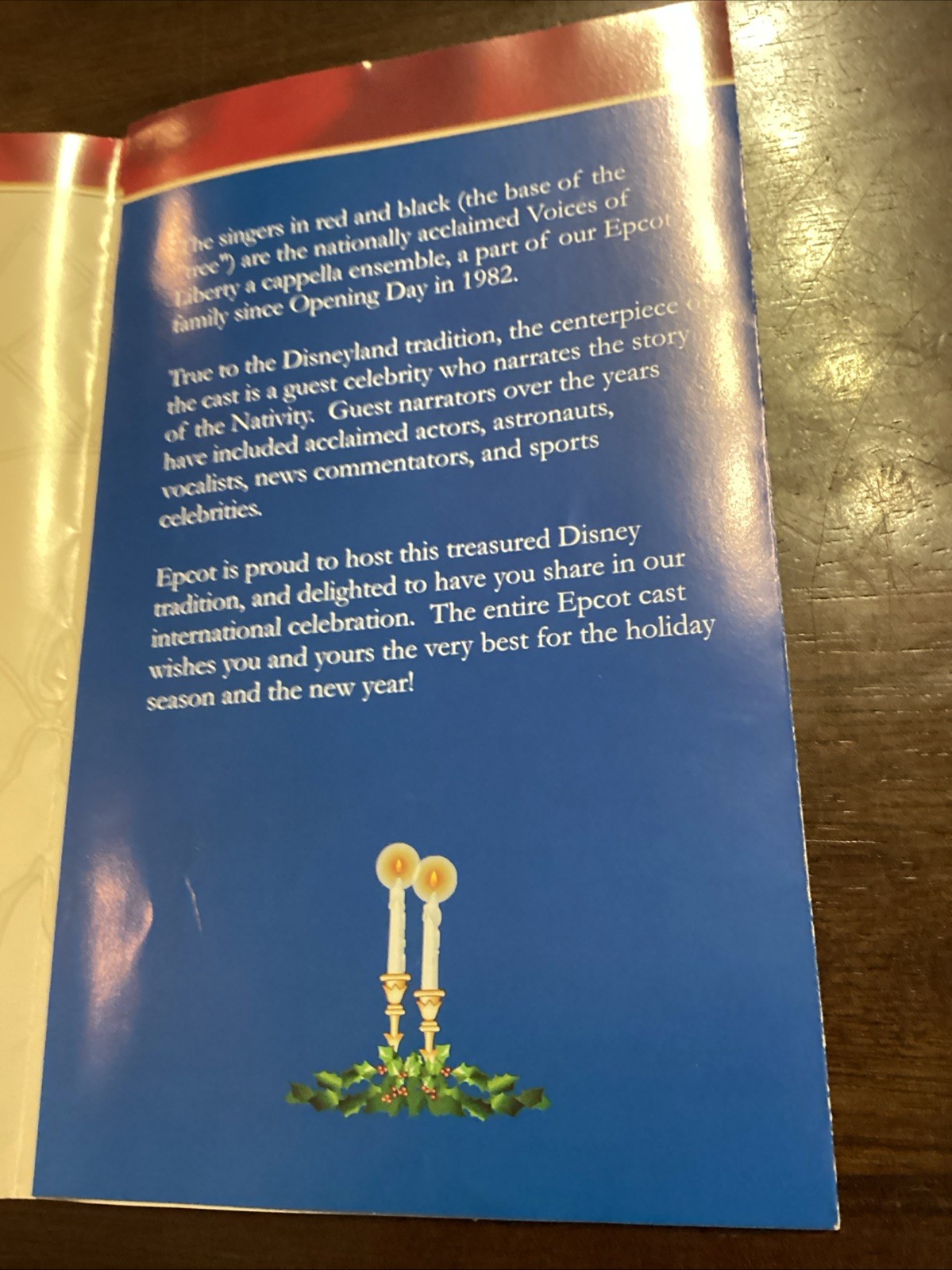 Epcot American Gardens Theatre Candlelight Processional Choir Program