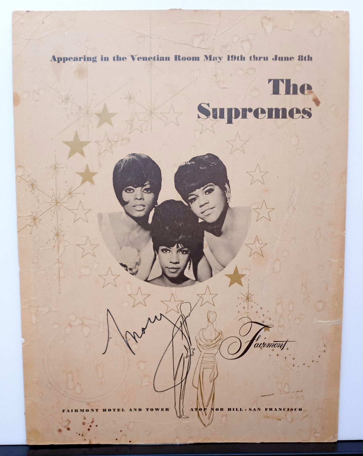 RARE VINTAGE ORIGINAL 1966 SIGNED SUPREMES CONCERT POSTER! MOTOWN GIRL GROUP R&B