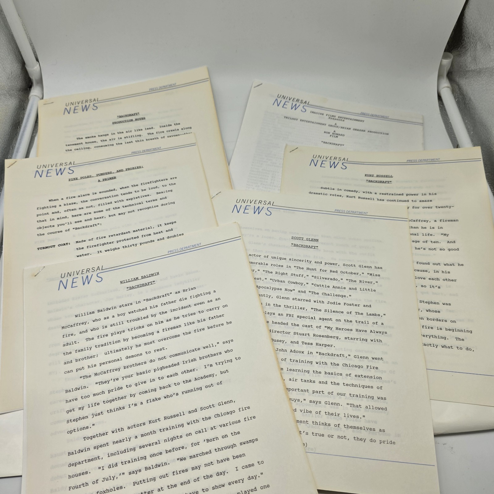 Backdraft Movie Universal Studios News Press Kit Photos Folders