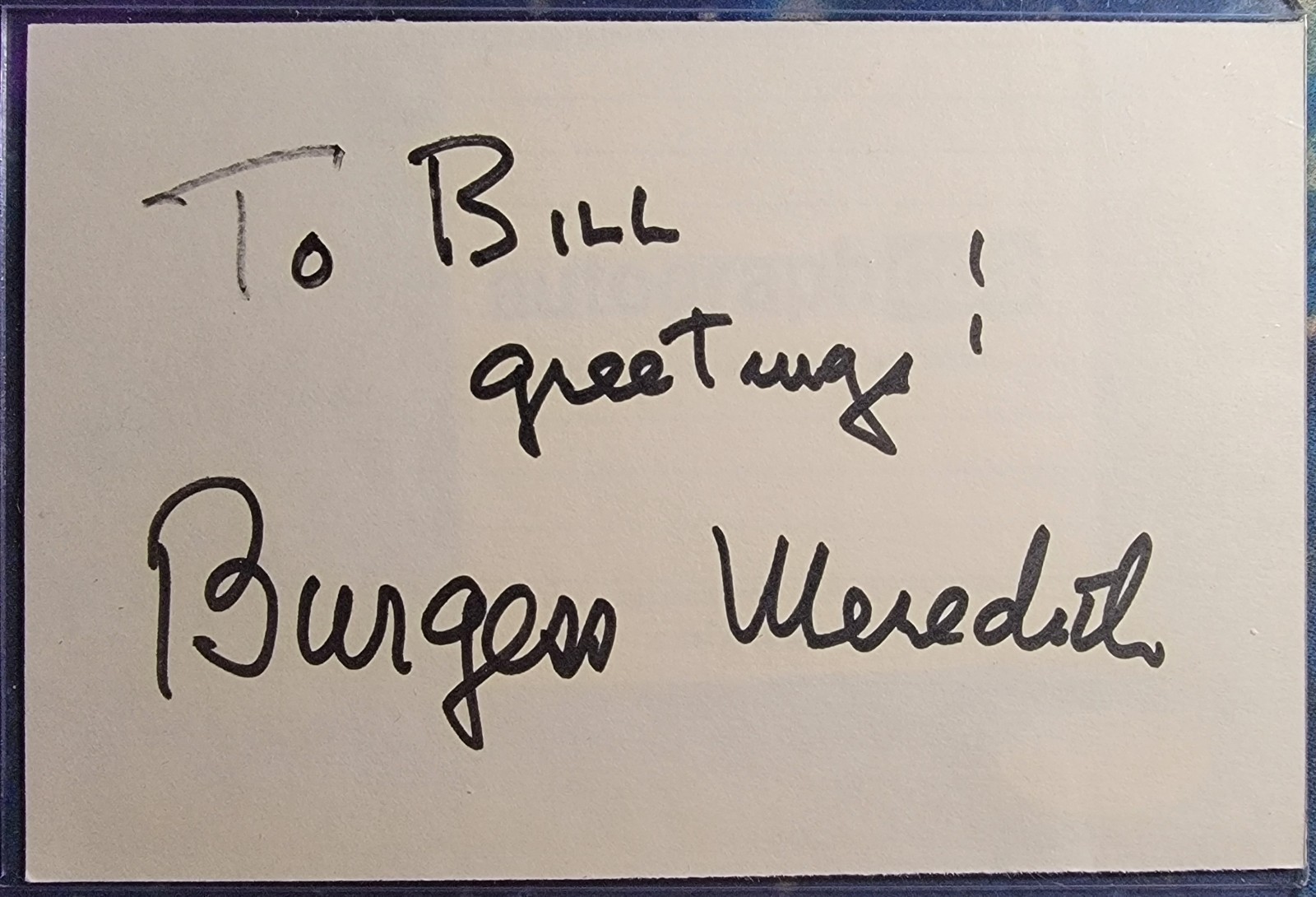 Burgess Meredith Authentic Signed Index Card W/ ACOA Grumpy Old Men