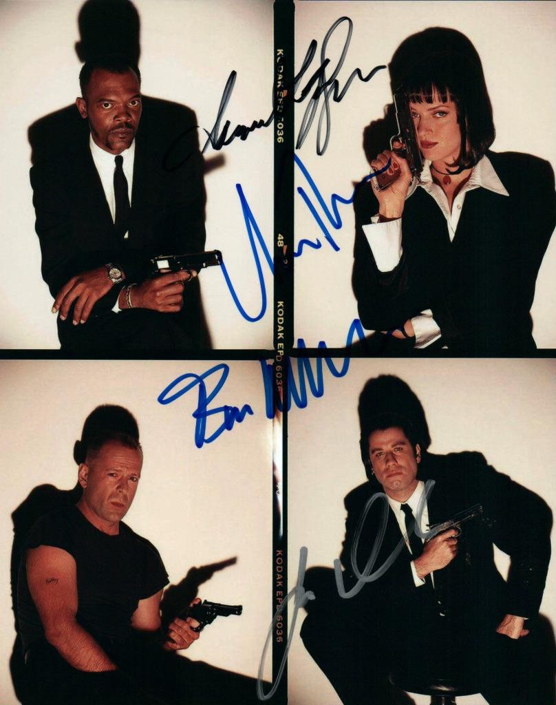 Uma Thurman Willis Jackson Travolta autographed 8×10 Picture signed Photo COA