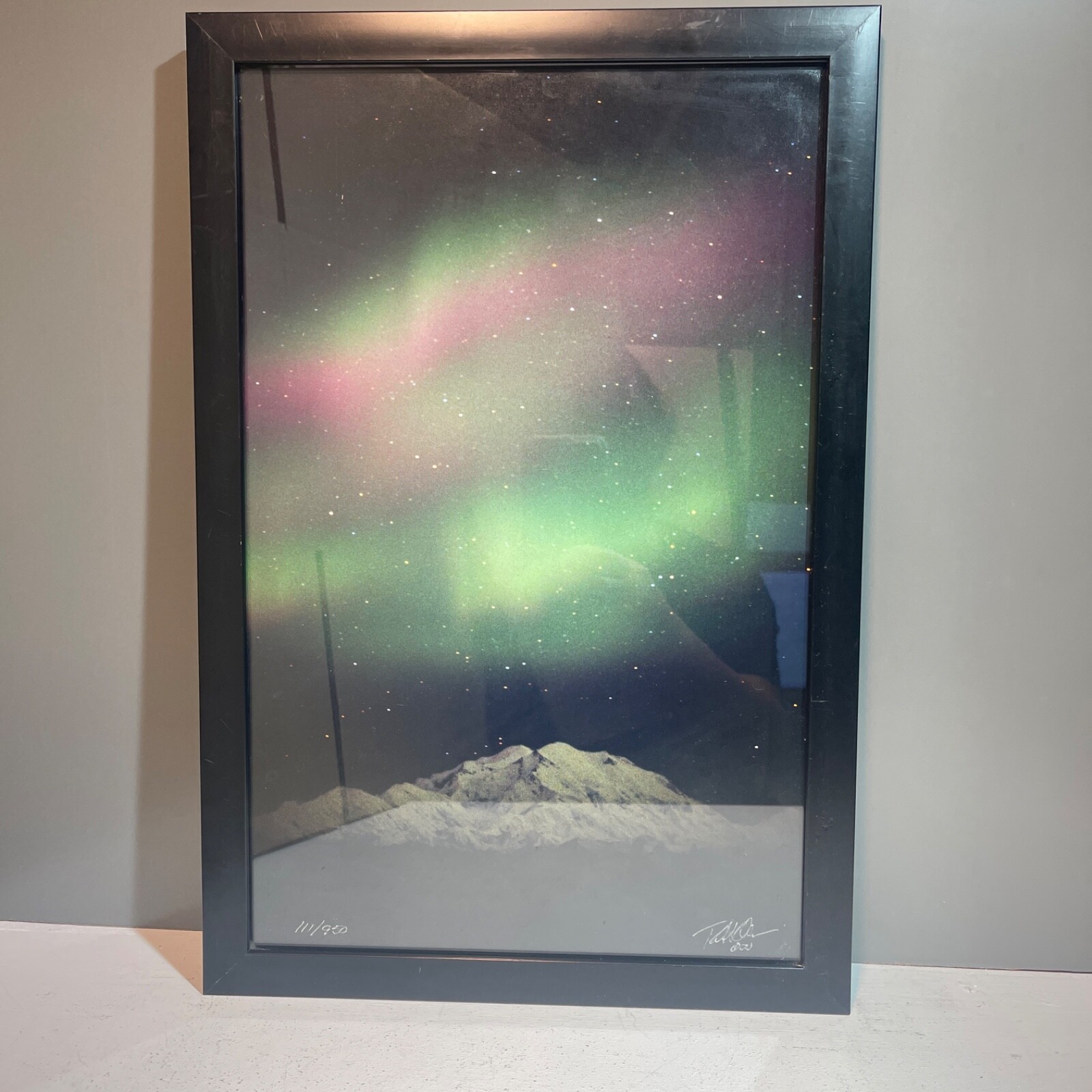 Aurora Borealis Photo Signed, Dated 2001 and Numbered 111/950 Framed 12″x18″