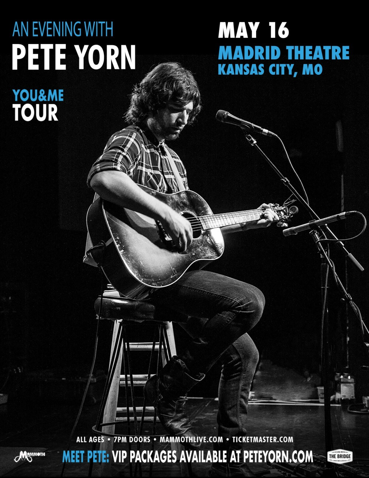 PETE YORN “YOU & ME TOUR” 2019 KANSAS CITY CONCERT POSTER-Alt / Indie Rock Music
