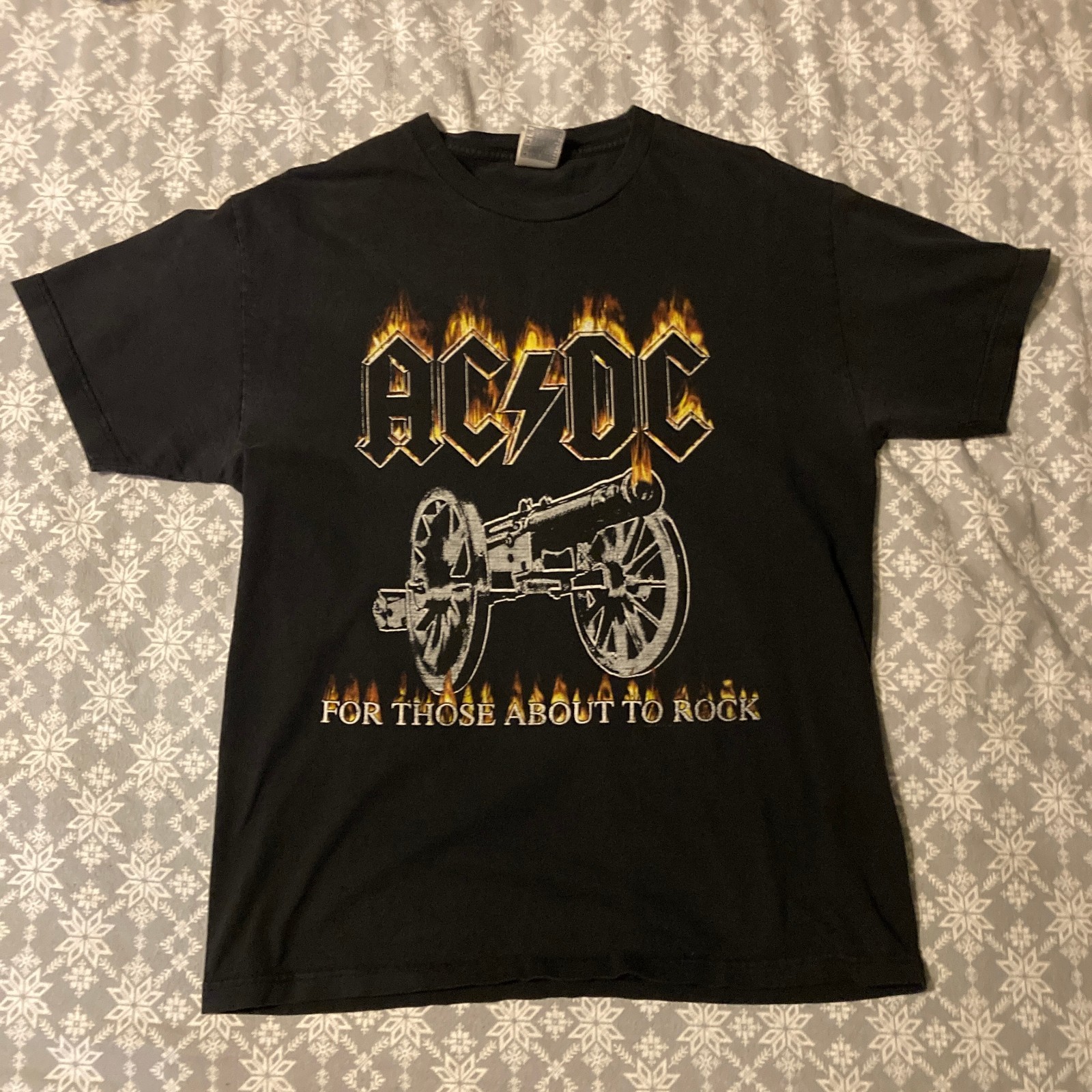 Unisex AC/DC For Those About To Rock Black T-Shirt from Alstyle Size L