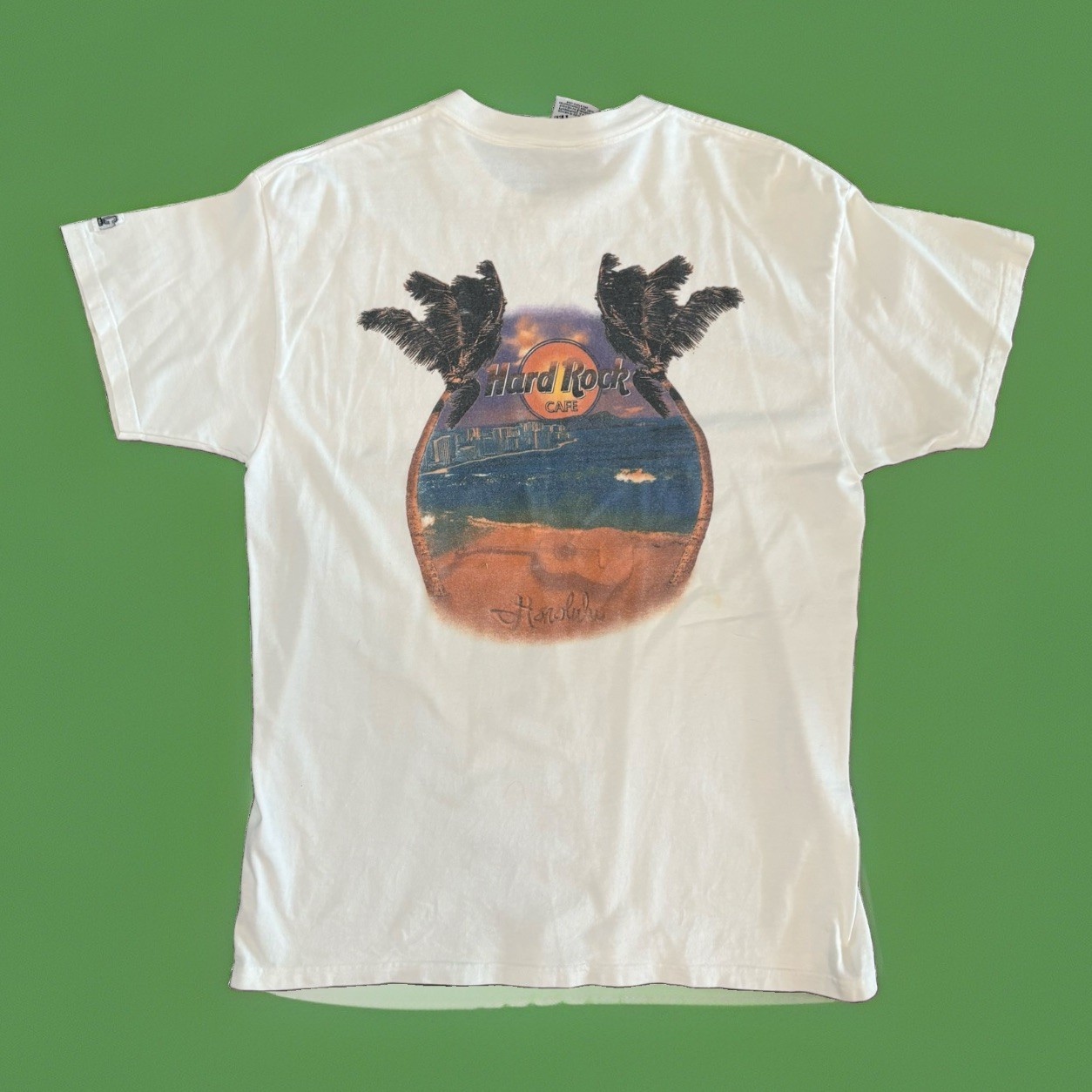 HARDROCK CAFE Vtg 90’s HONOLULU T-Shirt 100% Cotton White Size Large