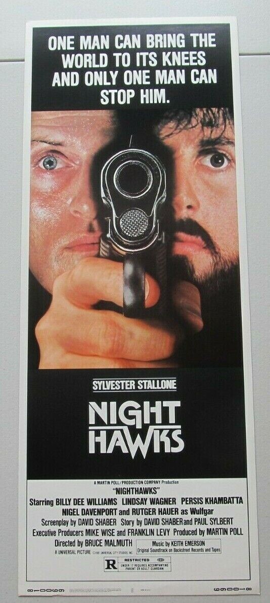 NIGHTHAWKS ORIGINAL ROLLED 14X36 INSERT MOVIE POSTER 1981 SYLVESTER STALLONE