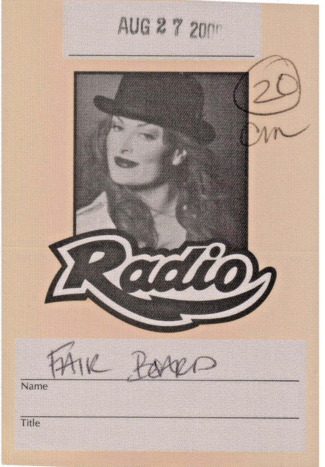Wynonna Judd Backstage Pass Sticker Vinyl Radio Concert Ticket Stub 8/27/2000