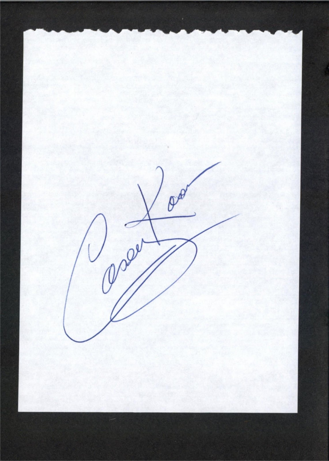 Casey Kasem – Signed Autograph Book Page – American Top 40 – Radio DJ