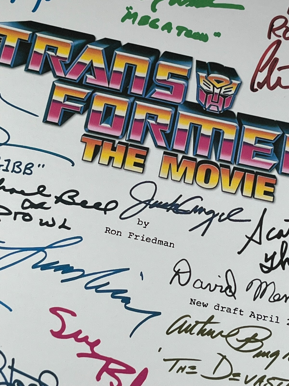 The Transformers: The Movie Script Cast-Signed- 185 Pages!- Autograph Reprints