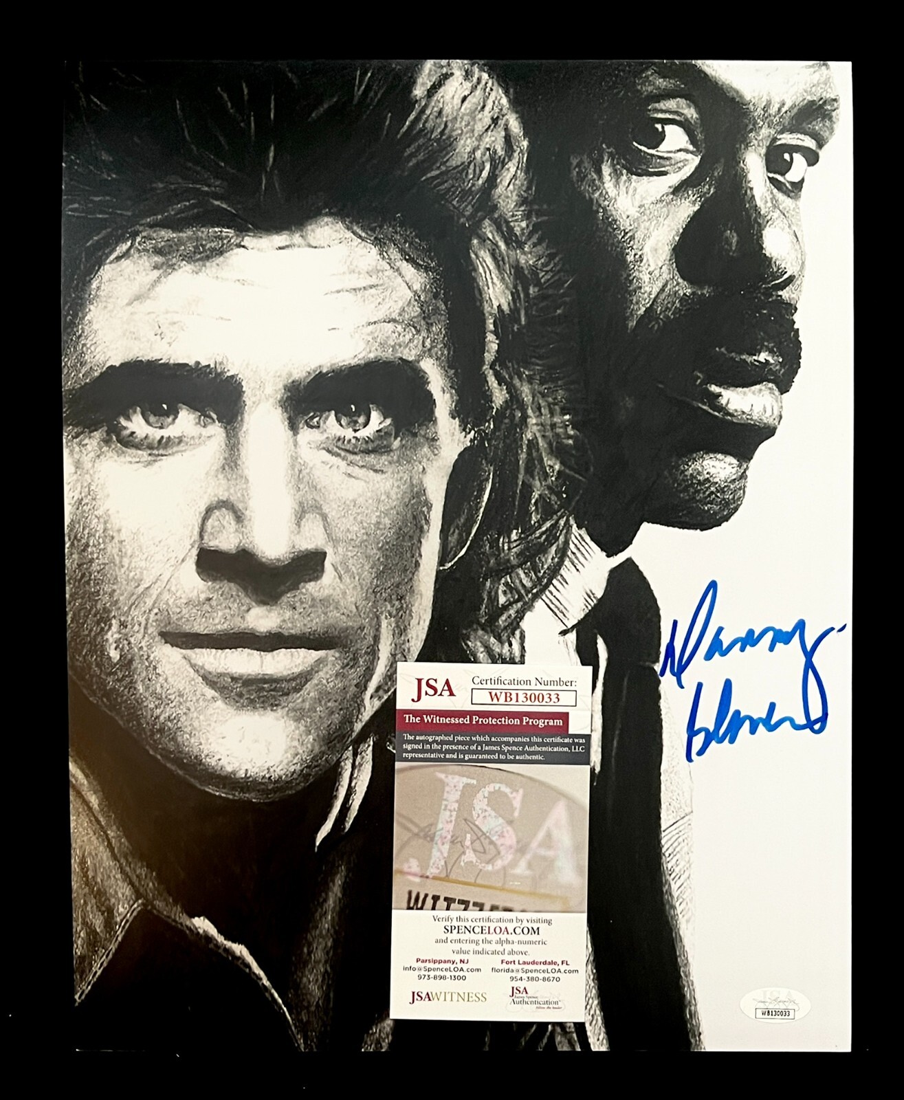 DANNY GLOVER SIGNED LETHAL WEAPON W/ MEL GIBSON 11X14 GLOSSY PHOTO. JSA COA