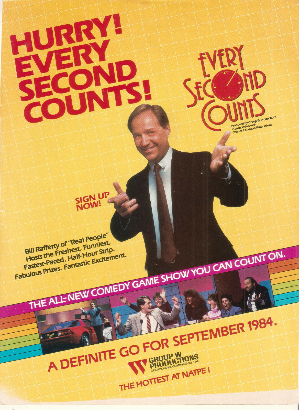 Bill Rafferty hosts Every Second Counts 1984 Ad- Advertisement