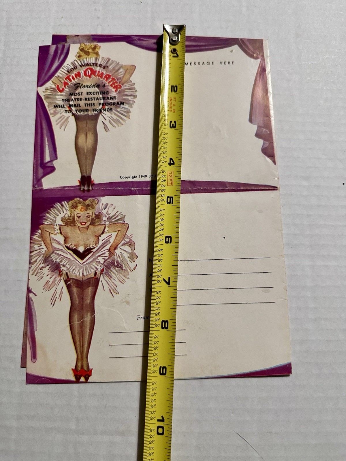 1940s Lou Walters Latin Quarter FLORIDA Program 1949 Postcard Cabaret/Restaurant
