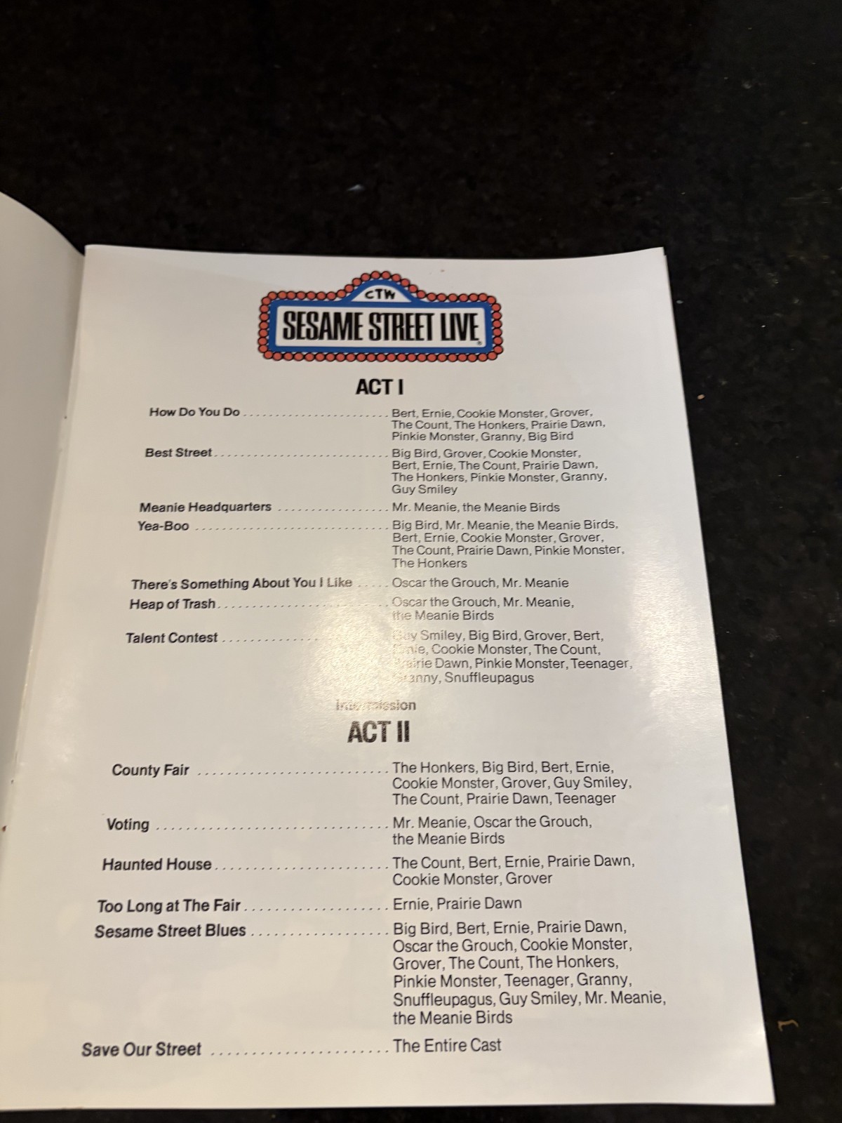 Vintage Sesame Street Live Program Lot Save Our Street Cloth Book Brochures