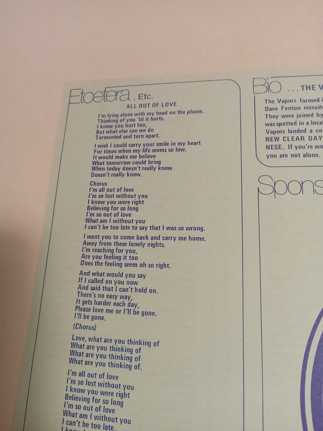 Radio Station Records Survey WLS Queen#1,the Vapors Biography 1980