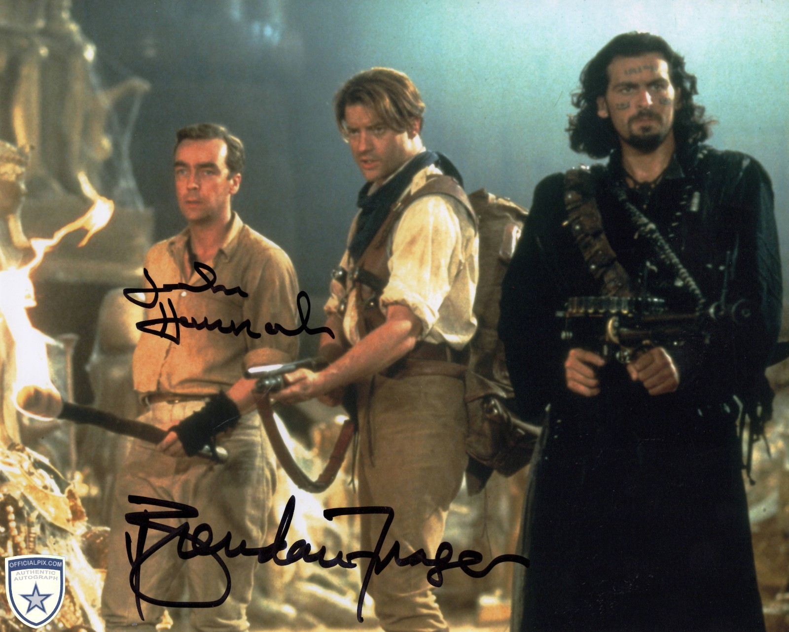 Signed Brendan Fraser & John Hannah The Mummy 8×10 w/ Official Pix COA