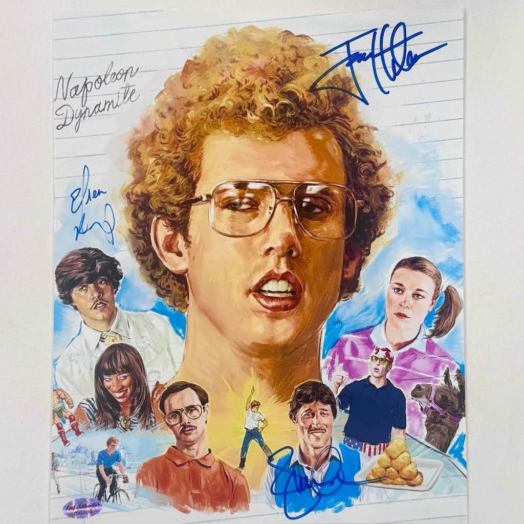 Napoleon Dynamite cast signed 8×10 photo Leaf COA Jon Heder~Gries~Efren Ramirez