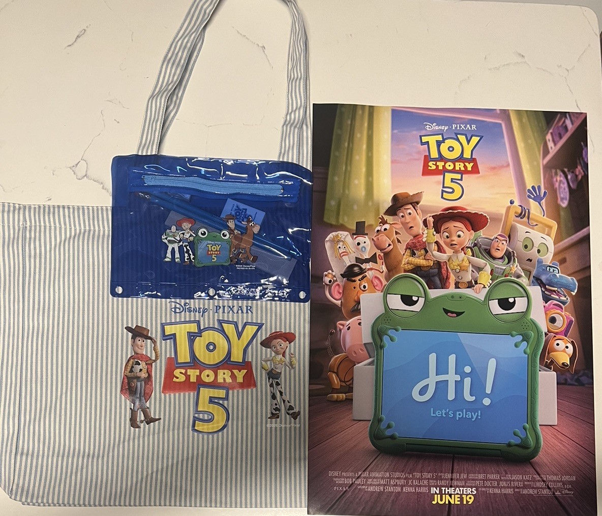 2026 Toy Story 5 Disney Pixar poster and tote official movie promo bundle🍿