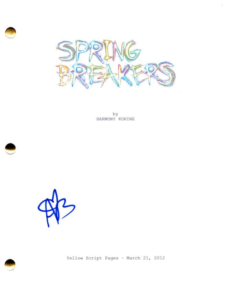 Ashley Benson Signed Autograph Spring Breakers Full Movie Script Screenplay