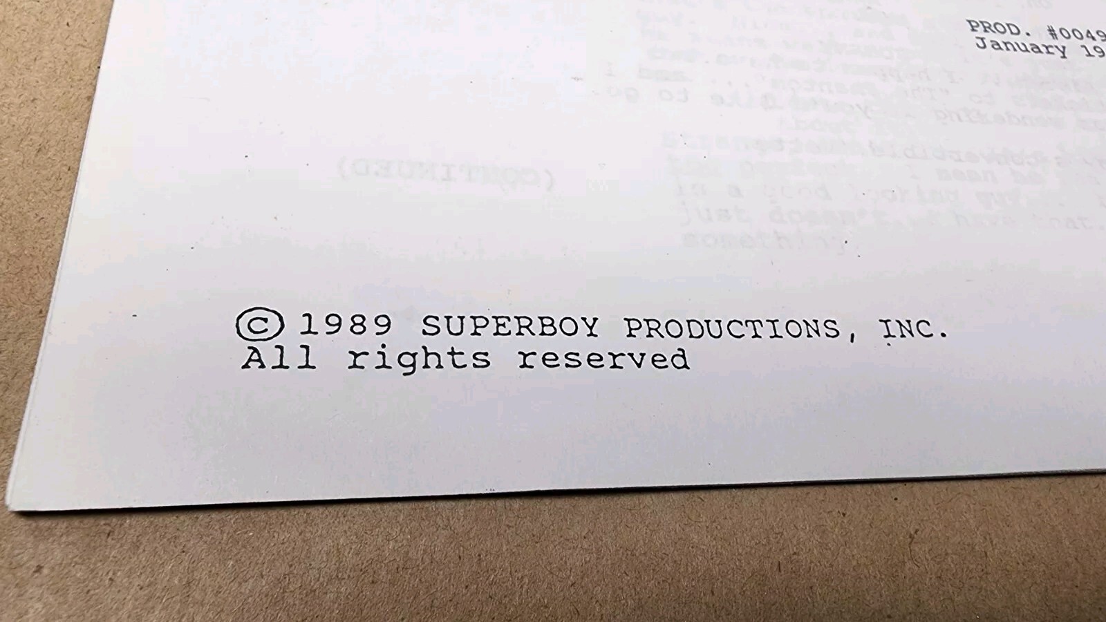 1990 Superboy Movie Script