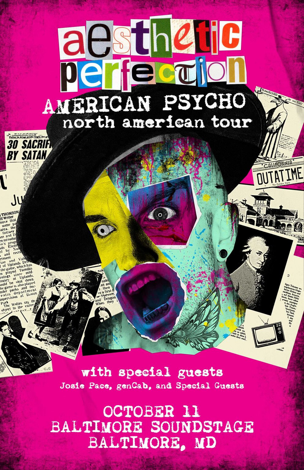 AESTHETIC PERFECTION/GENCAB “2022 TOUR”BALTIMORE CONCERT POSTER – SynthPop Music