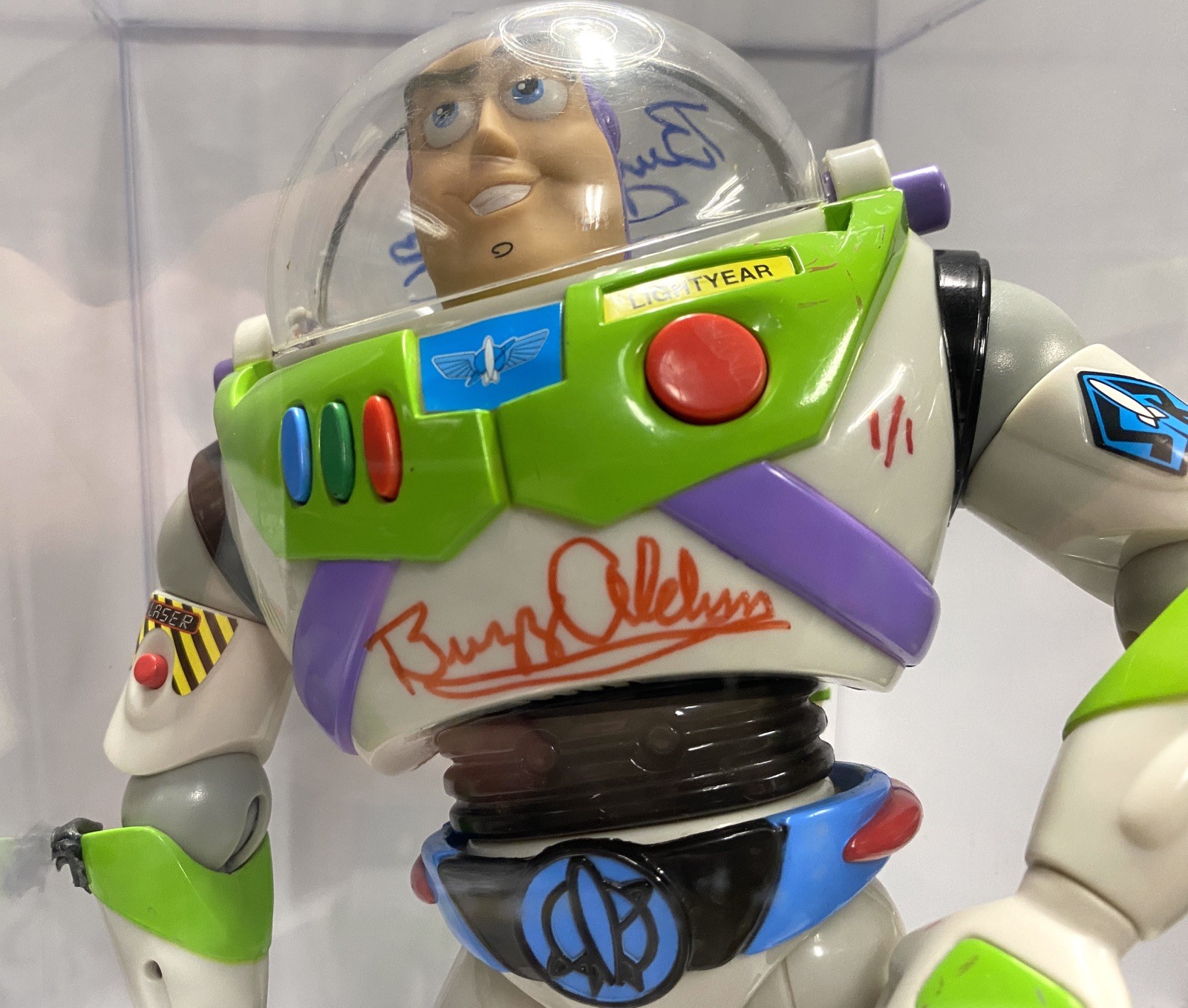 Buzz Lightyear Toy Story Signed by Buzz Aldrin (x2) & Tim Allen One-of-One! PSA