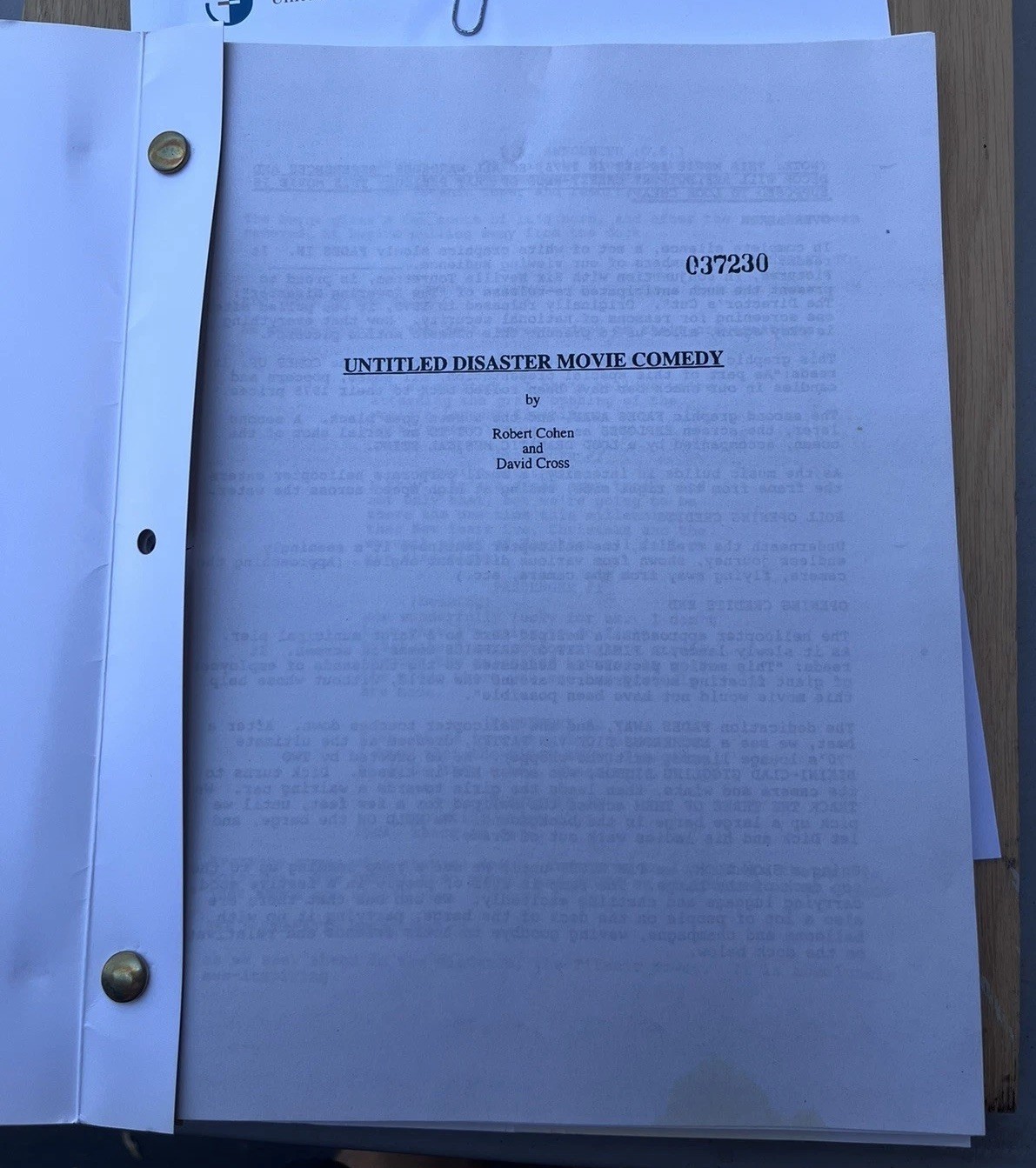 The Towering Disaster Movie Original Script David Cross Rob Cohen Ben Stiller