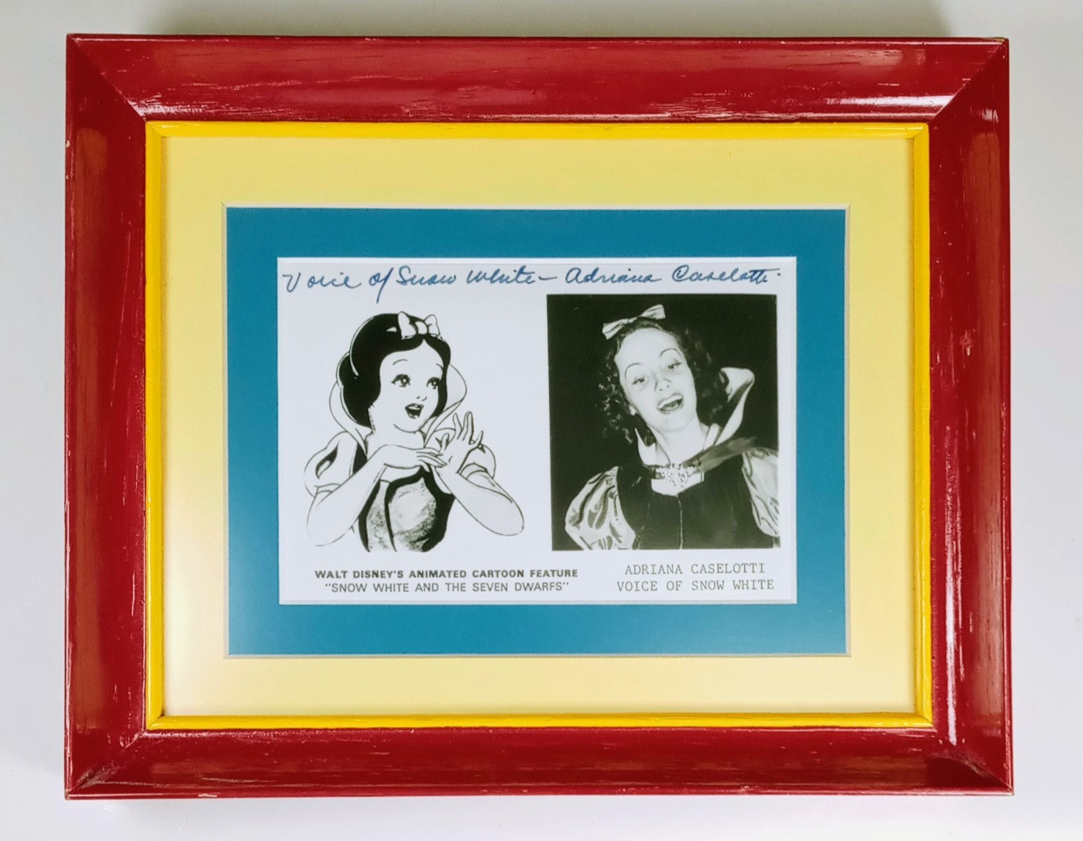 VTG Adriana Caselotti Signed Snow White Custom Framed/Matted Autograph No COA