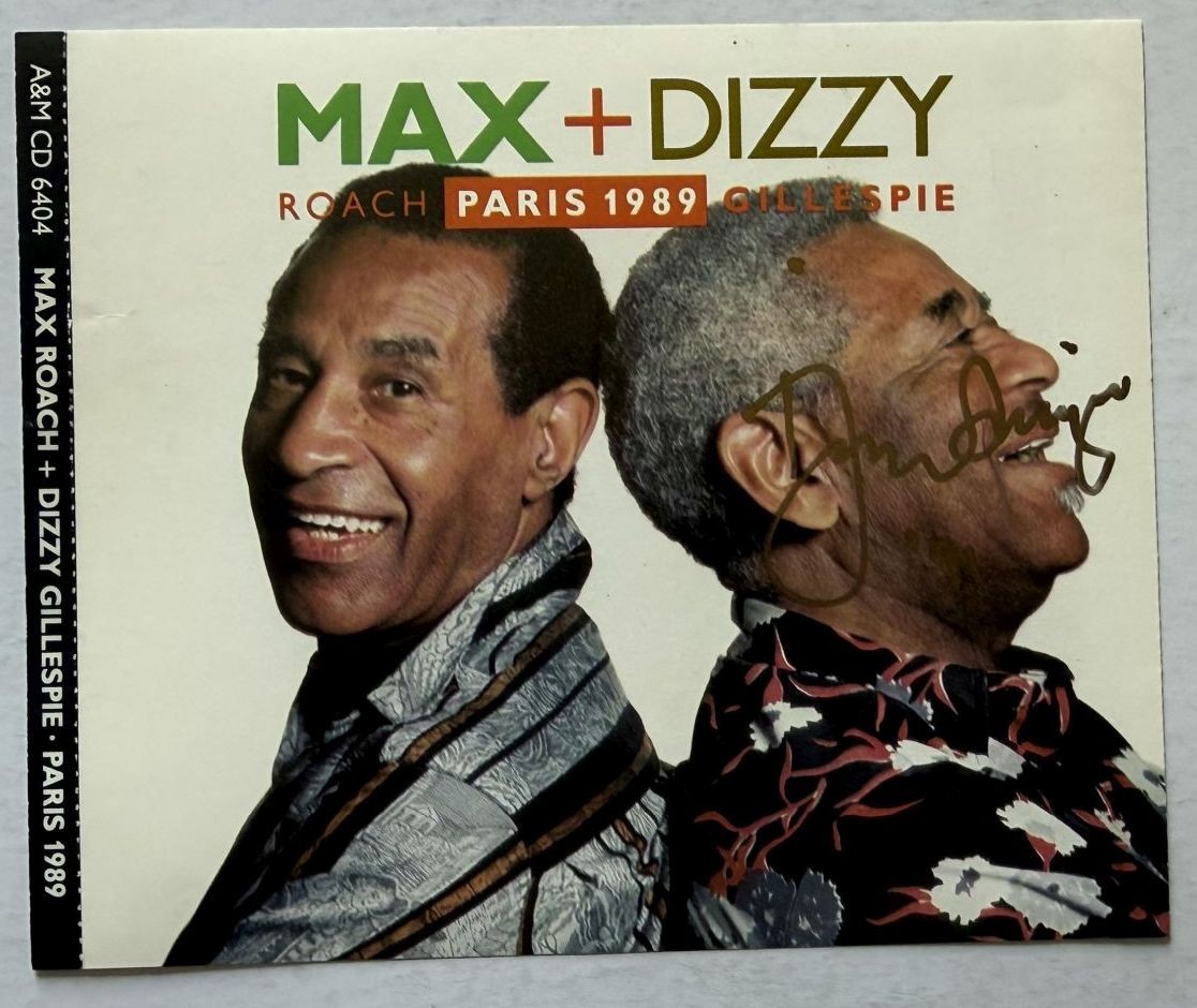 Dizzy Gillespie (d. 1993) Signed Autographed “Max + Dizzy” CD Compact Disc Cover