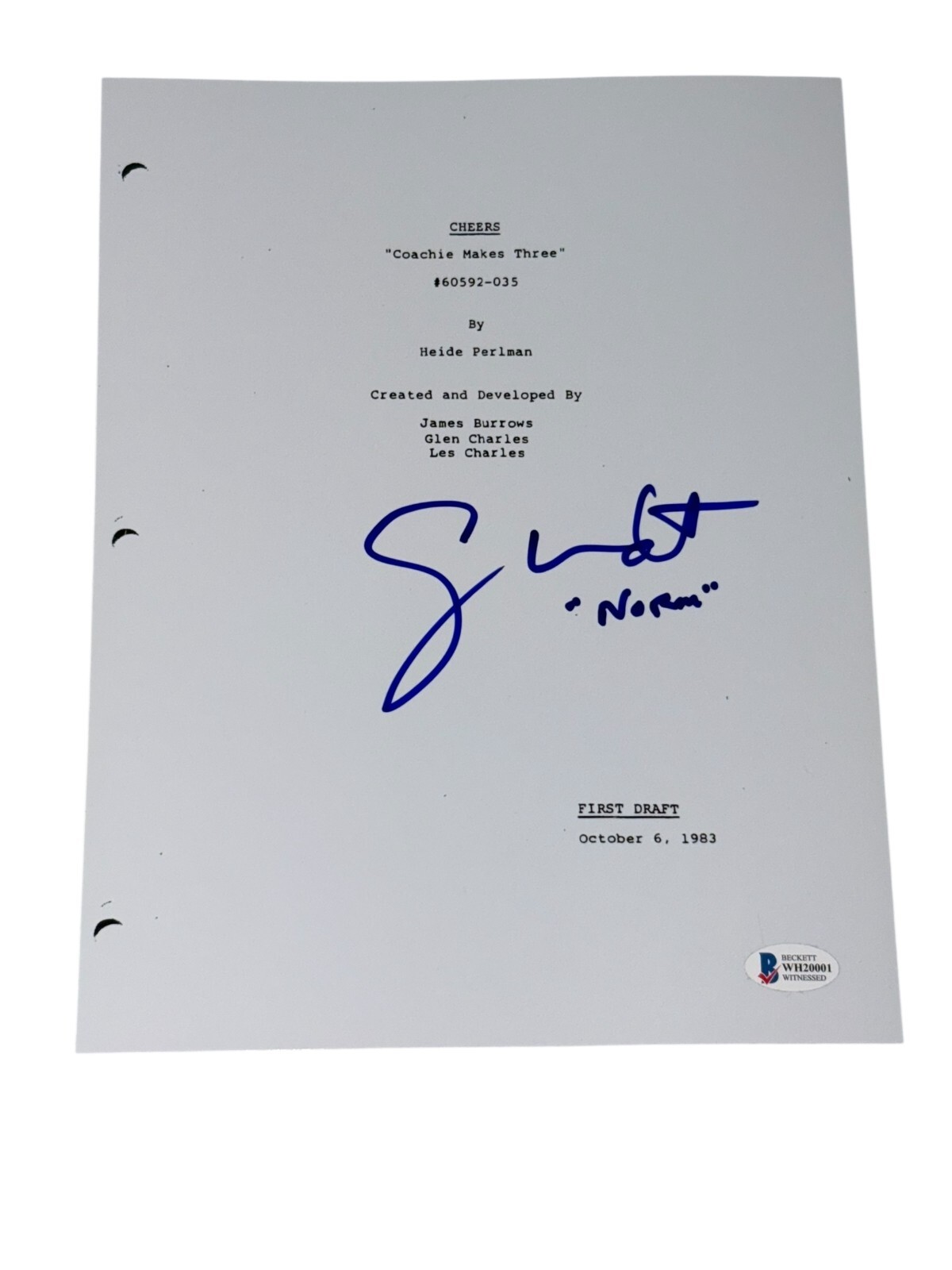 George Wendt Signed Autograph Cheers Script Full TV Episode Norm Beckett BAS