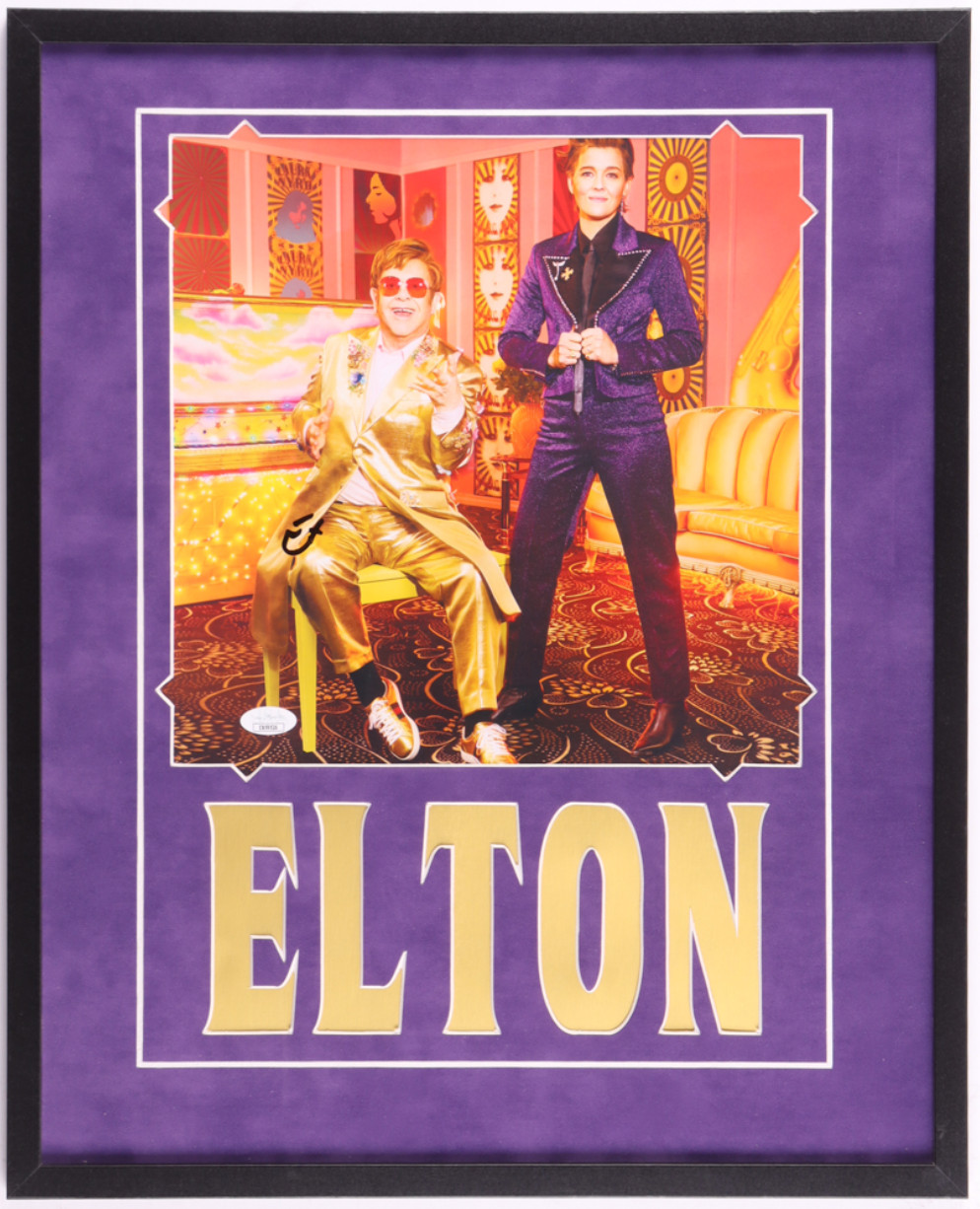 Elton John Signed Custom Framed Vinyl Insert JSA Authenticated 17×21