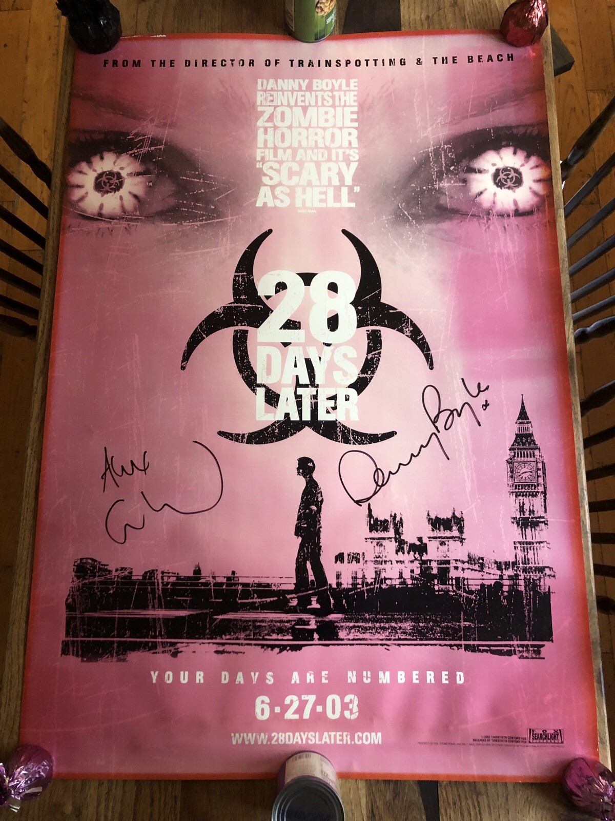 28 Days Later Advance DS Autograph Poster 27×40- Danny Boyle & Alex Garland