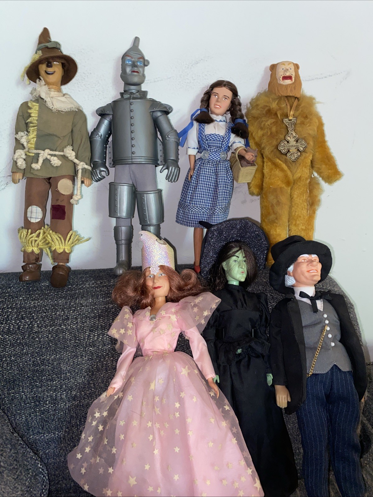 1985 Wizard Of Oz Set Of 7 -Dorothy, TinMan, Lion, 2 Witches, Scarecrow, Wizard