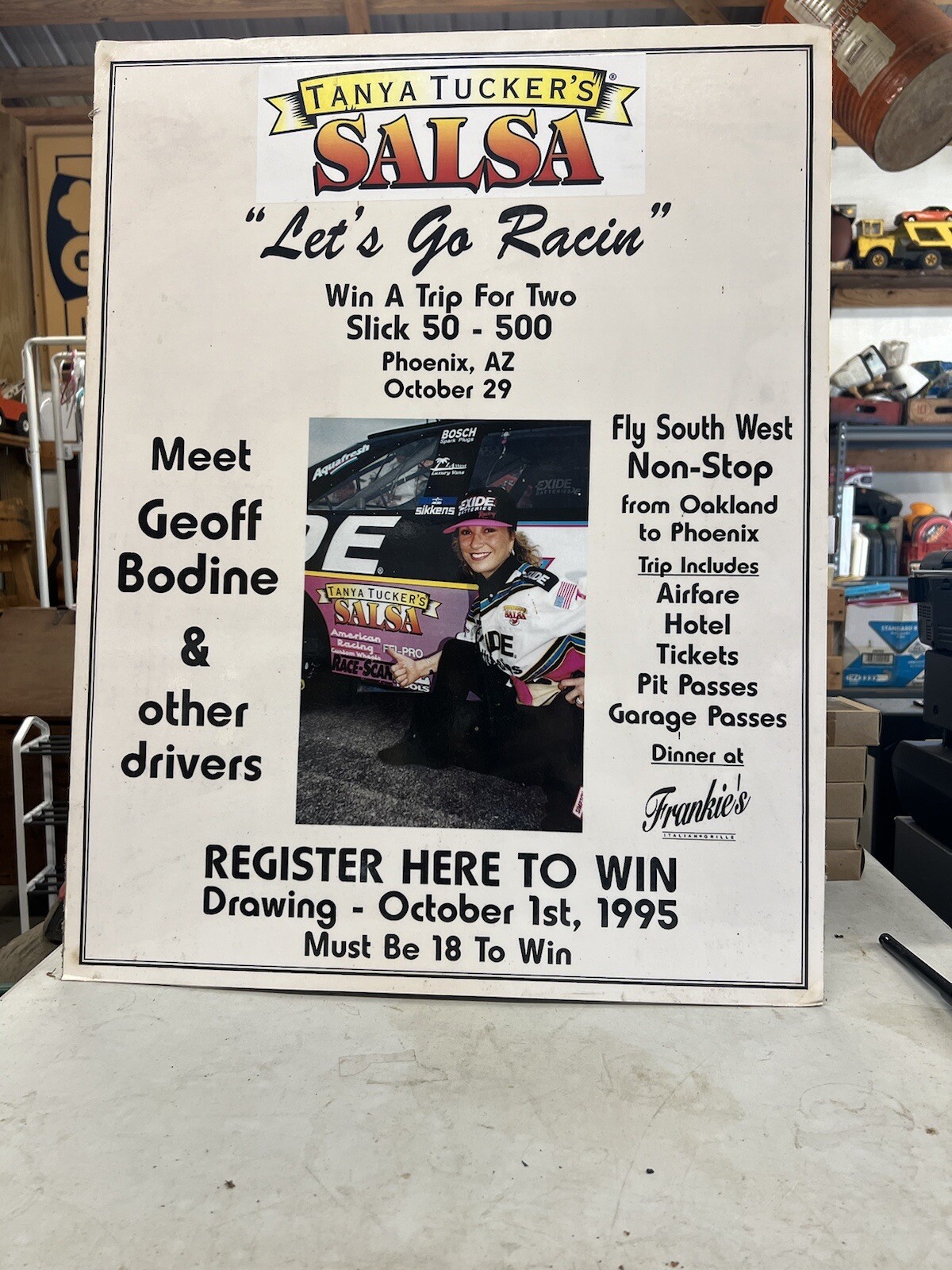 Tanya Tucker 1995 NASCAR Tanya Tucker’s Salsa Sponser Poster 22 X 28