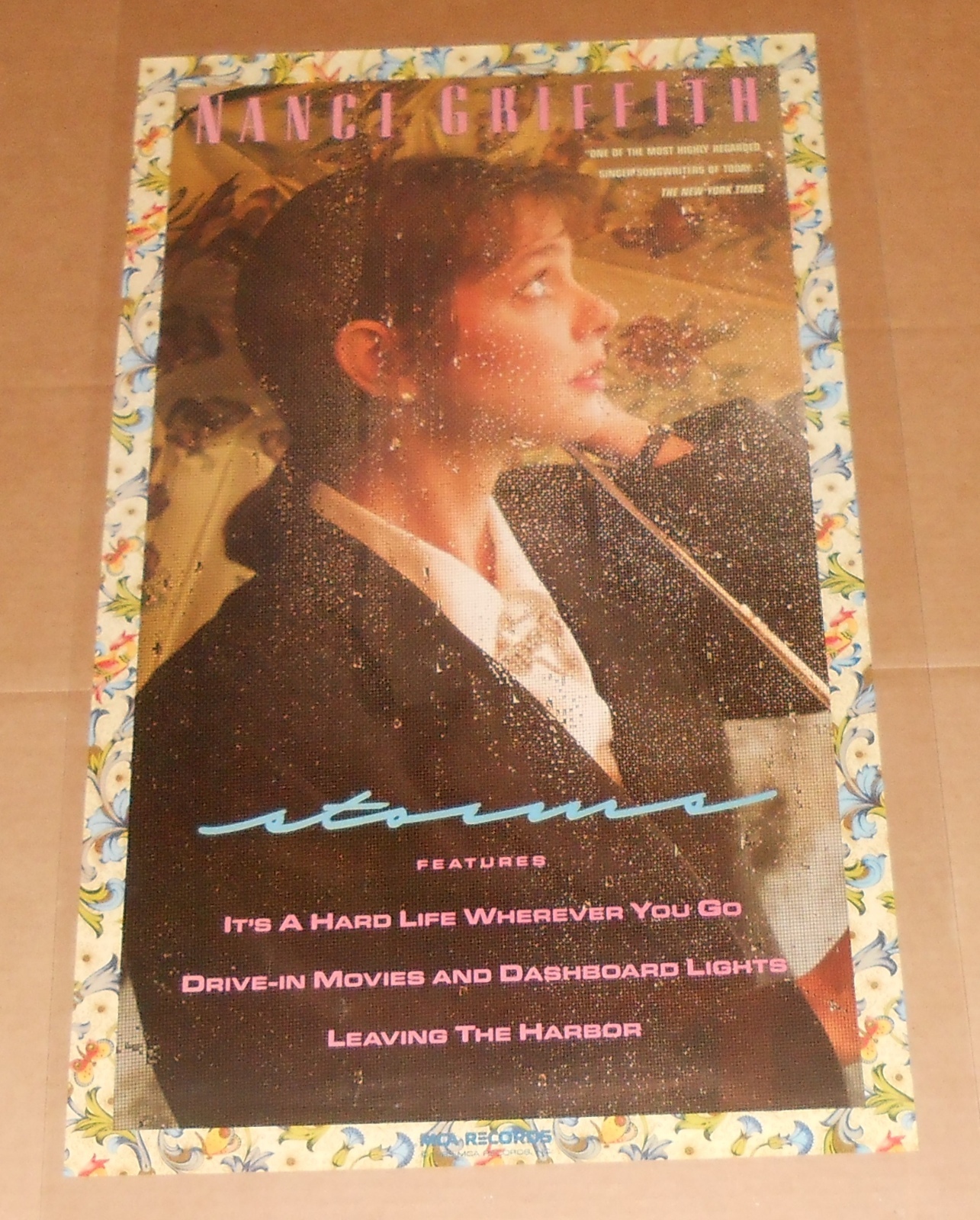 Nanci Griffith Storms Poster Original 1989 Promo 18×30 RARE