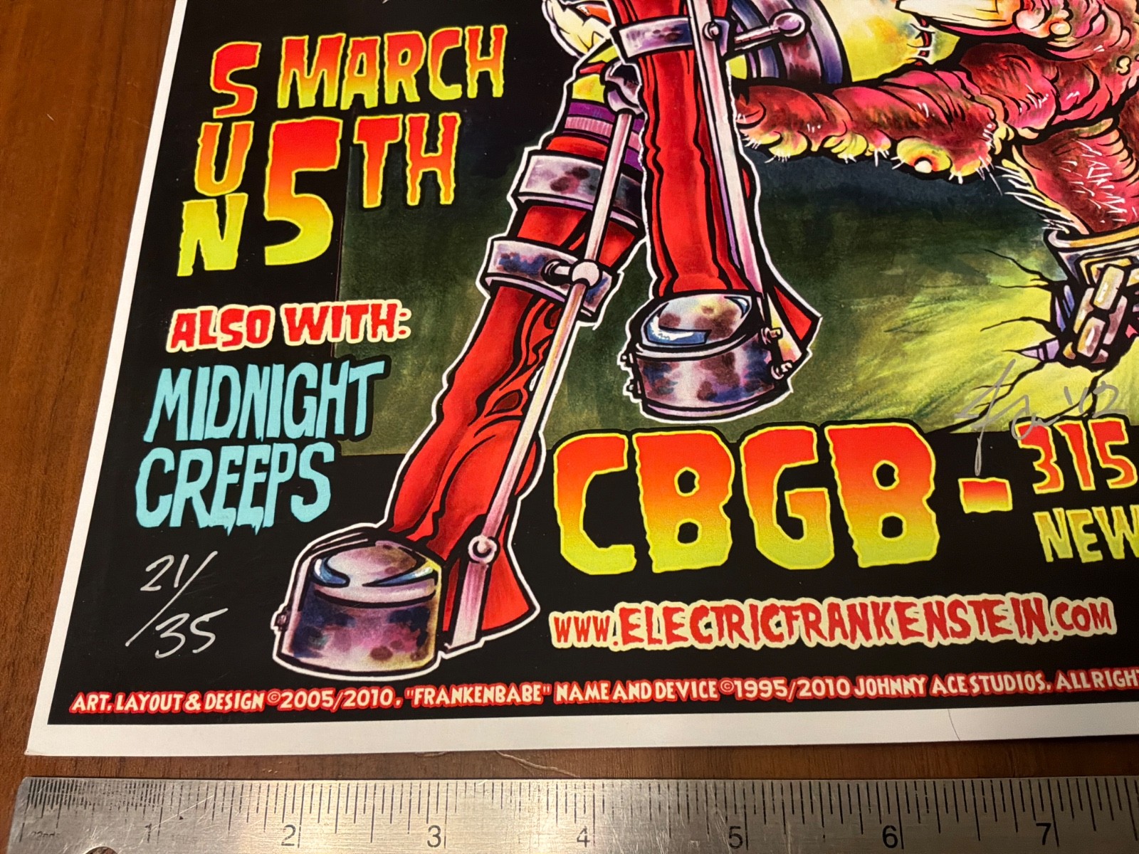 Electric Frankenstein 1995/2005 Numbered 21/35 Poster Tom Sutton NYC Johnny Ace