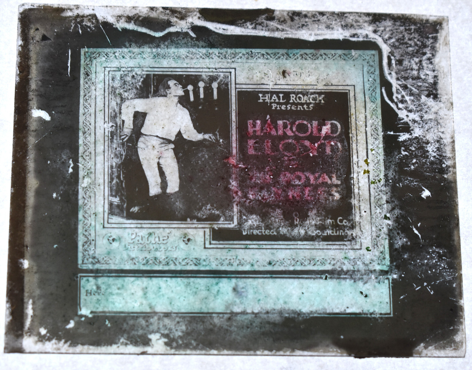 RARE Vintage 1920 Harold Lloyd HIS ROYAL SLYNESS Silent Film Glass Slide