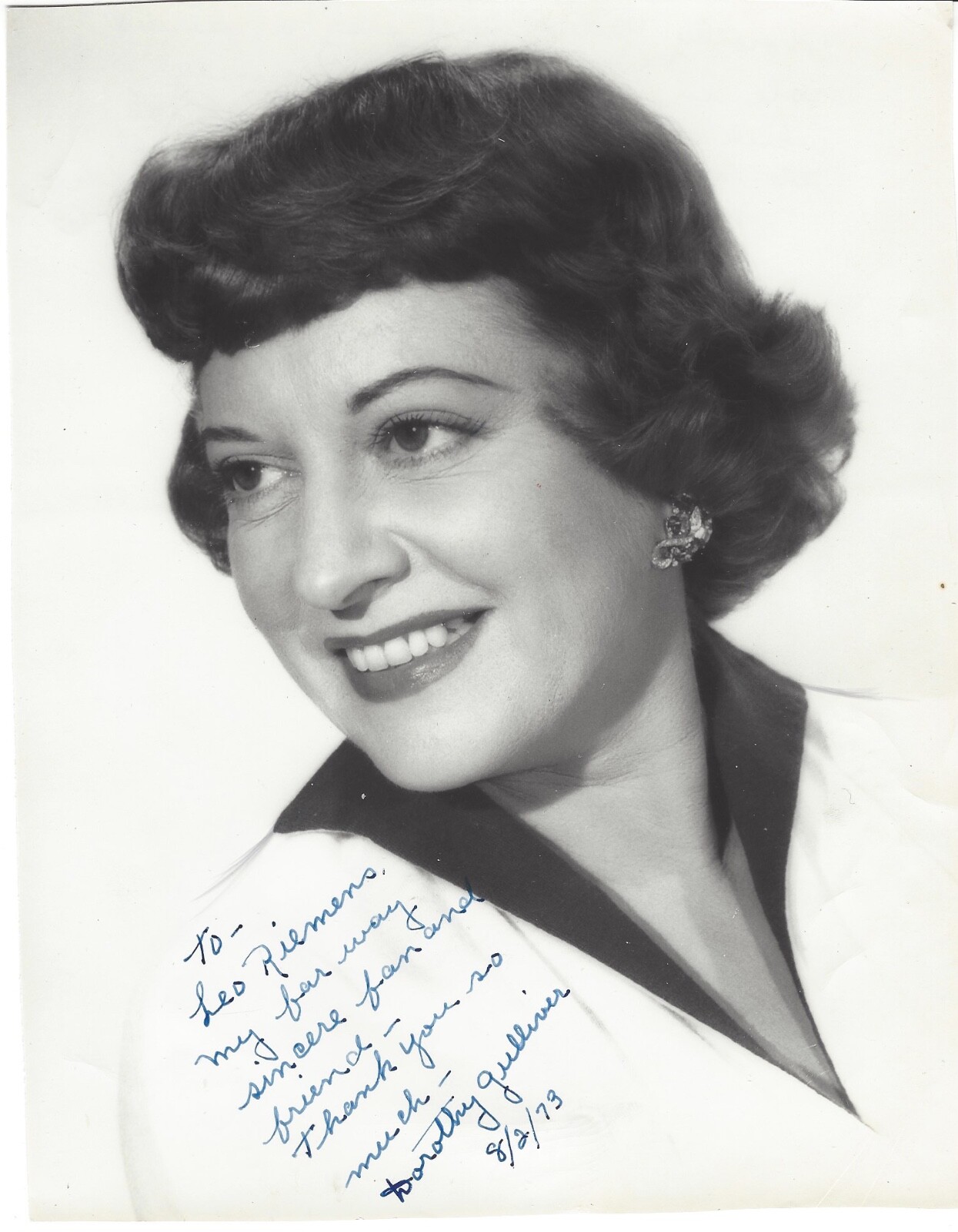 DOROTHY GULLIVER—SIGNED PHOTO—Collegians silent films—King Kong-Cassavetes Faces