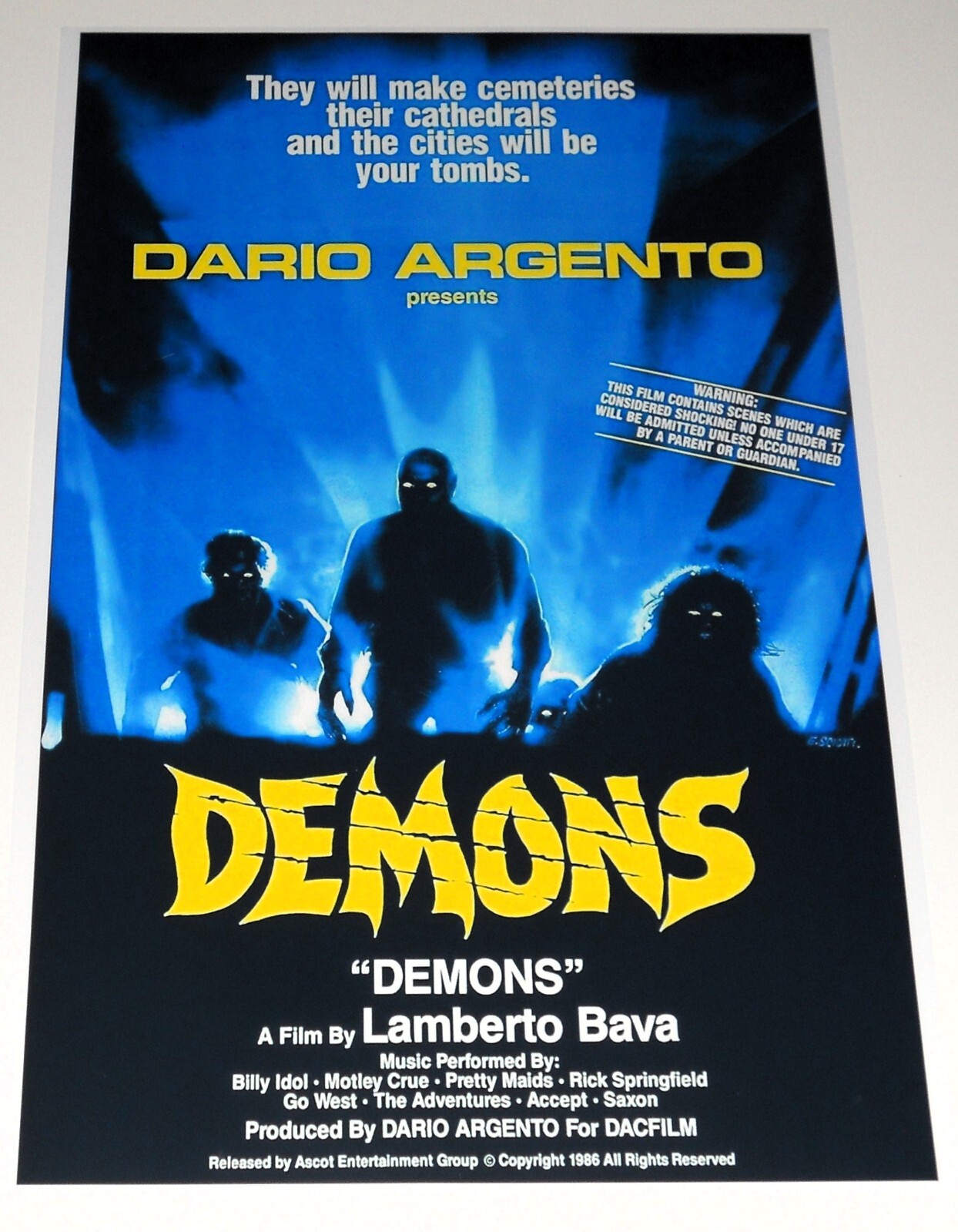DEMONS 1985 Horror Classic Italian Lamberta Bava Dario Argento 19″x13″ Metropol