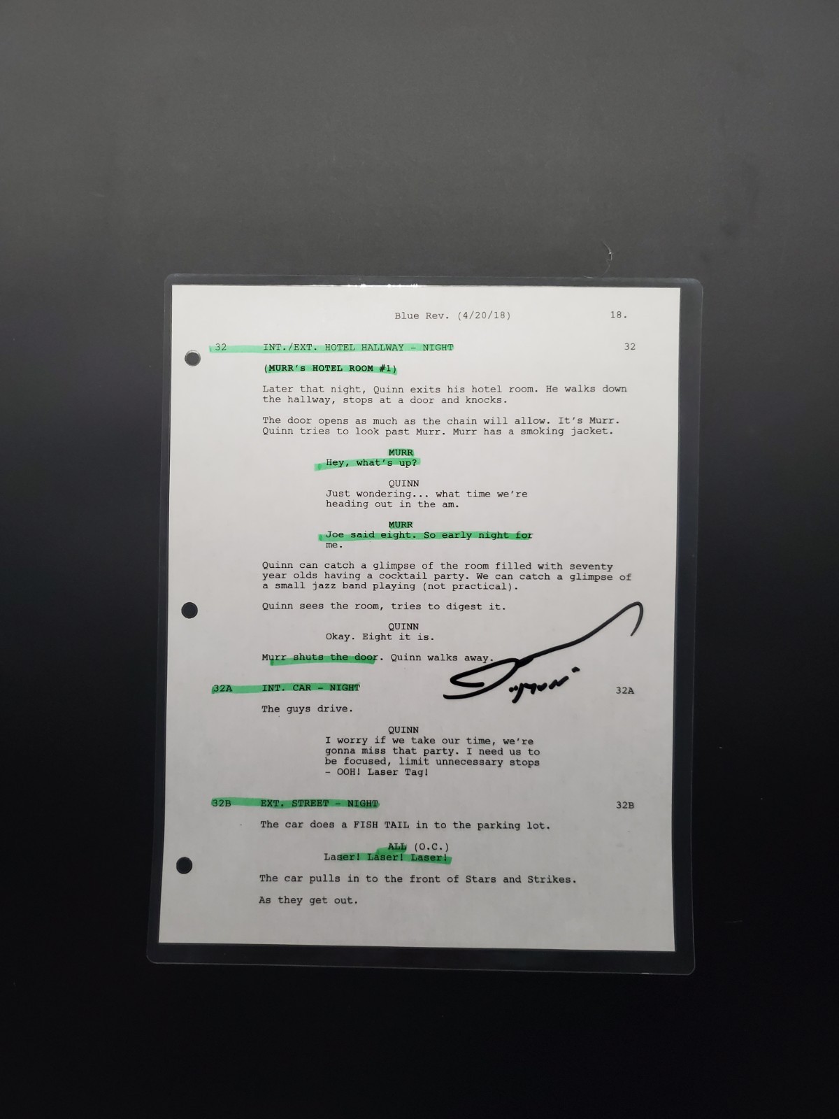 James Murray “Murr” Impractical Jokers Autographed 8×10 Signed Movie Script Page