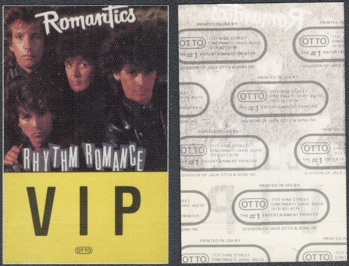 The Romantics OTTO VIP Cloth Backstage Pass 1985 Rhythm Romance Tour 🎸
