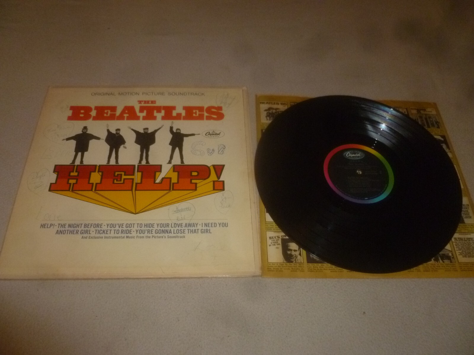 THE BEATLES HELP! RECORD MAS-2386 CAPITOL RECORDS MONO SOUNDTRACK VINTAGE LP