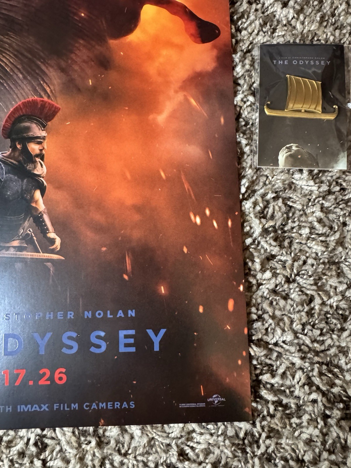 The Odyssey 2026 11”x17” Original Movie Poster Christopher Nolan IMAX/ Boat Pin