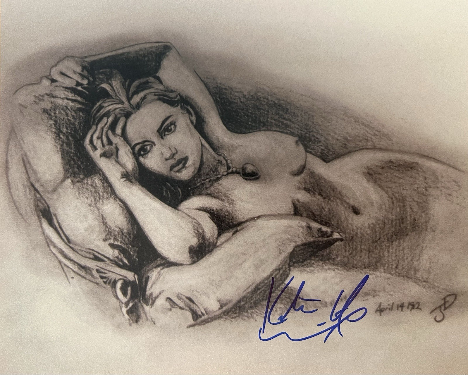 Titanic Drawing Of Rose Signed By Kate Winslet Jack Dawson