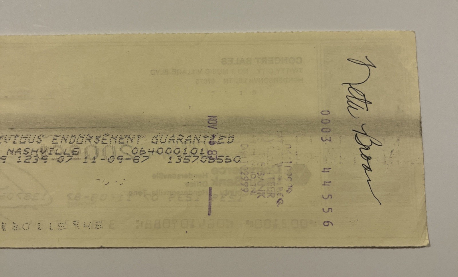 Conway Twitty Signed Bank Check 1987 Twitty City Hand Signed Autograph